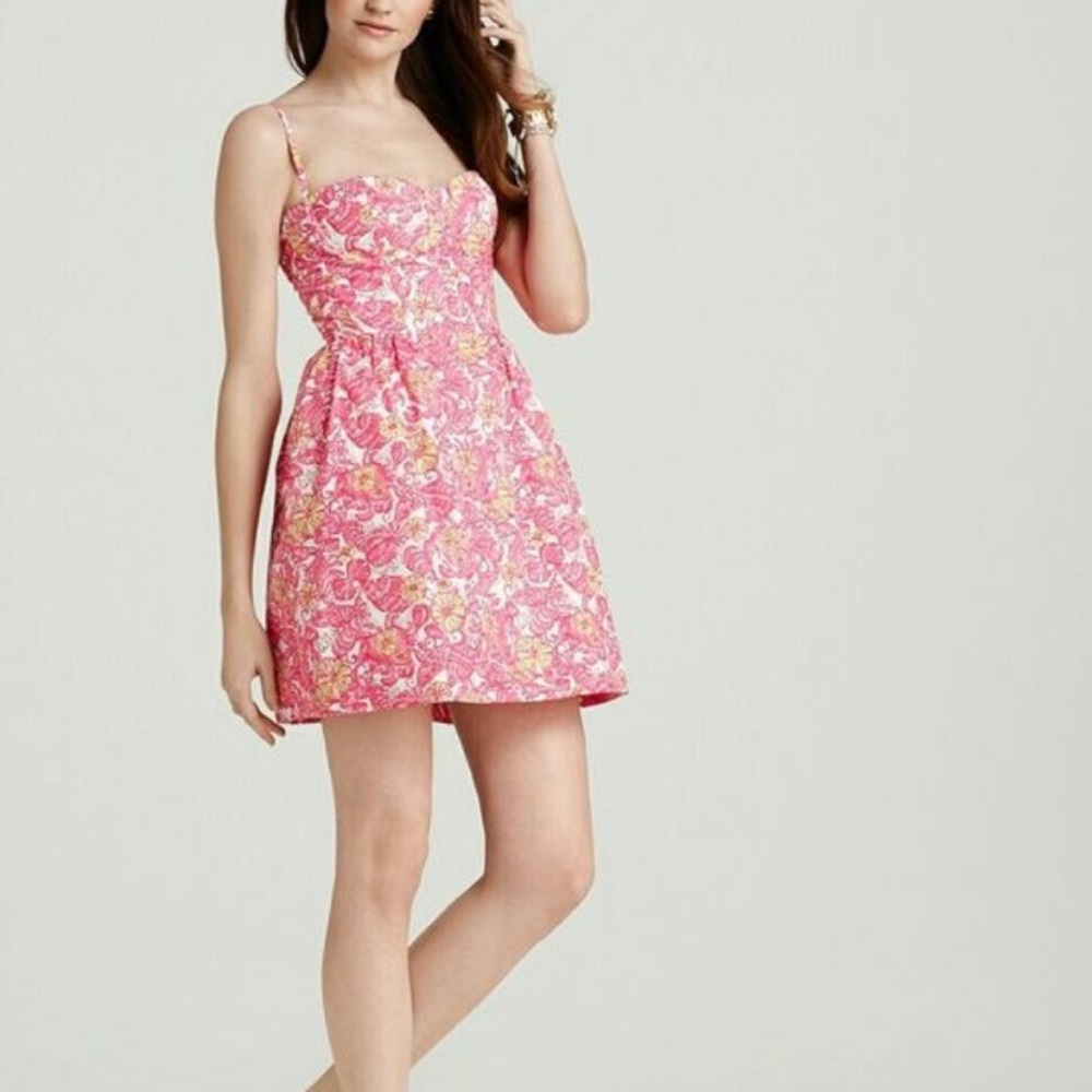 Lilly Pulitzer Georgie Underwire Bustier Fit & Flare Pink Mini Dress Size 10